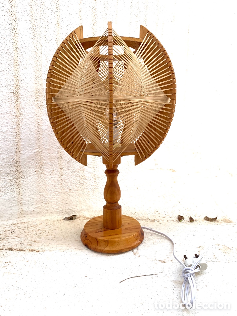 Vintage: L&Aacute;MPARA VINTAGE MADERA Y RAFIA - Foto 1