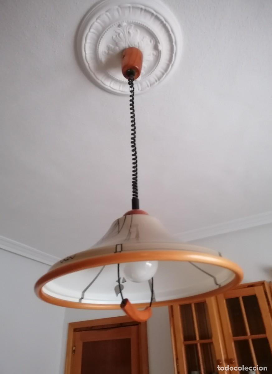 Vintage: L&aacute;mpara sube y baja de madera, vintage - Foto 11