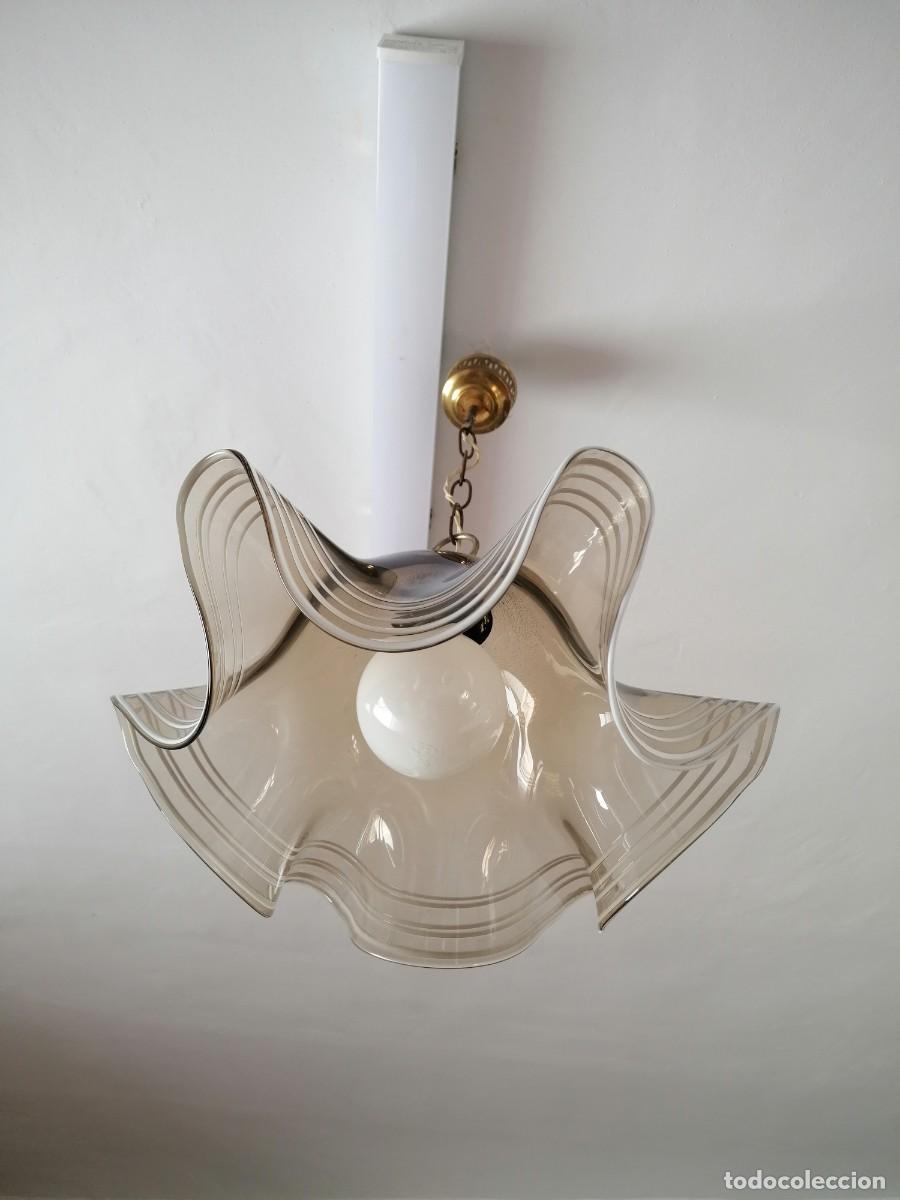 Vintage: L&aacute;mpara de cristal gris vintage - Foto 5