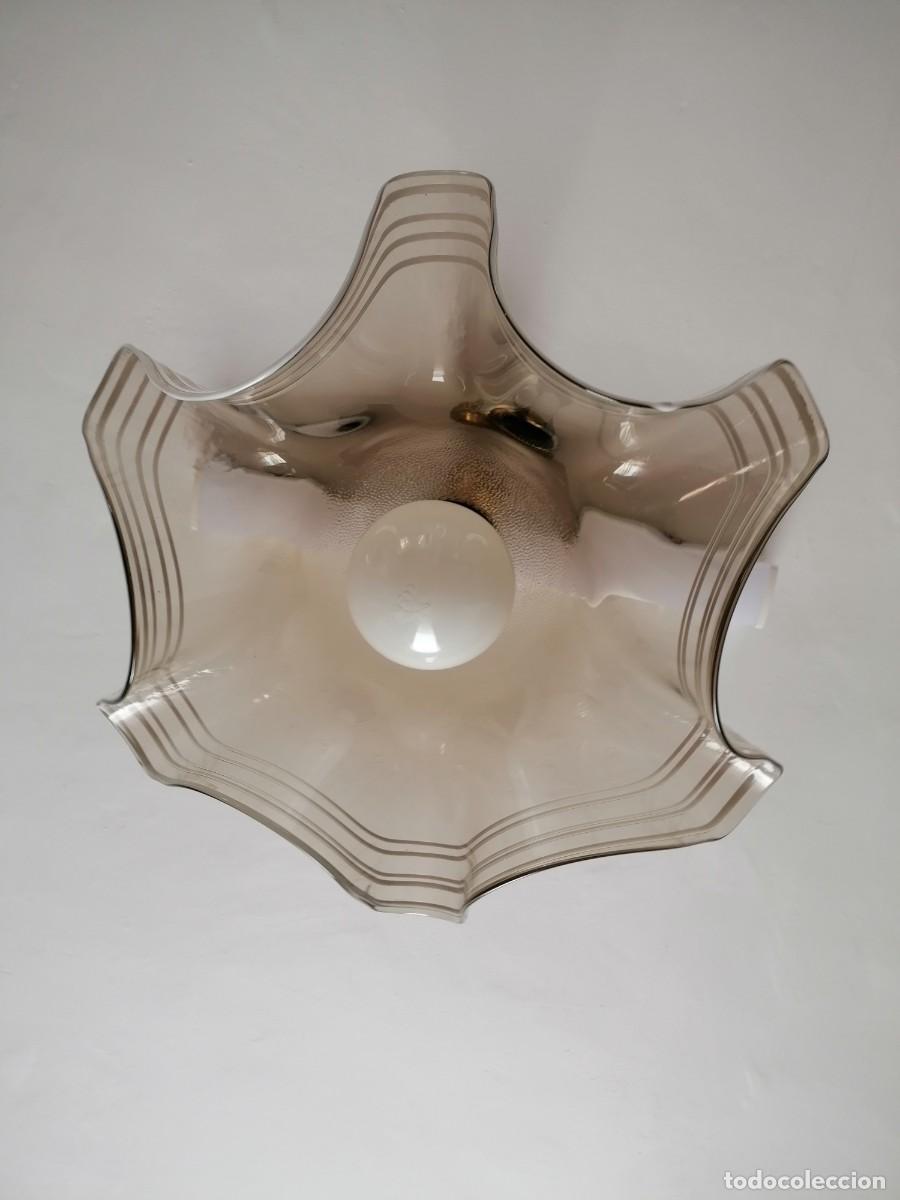 Vintage: L&aacute;mpara de cristal gris vintage - Foto 2