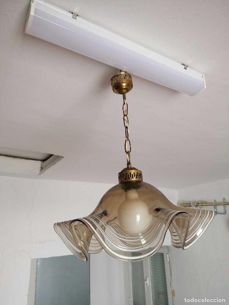 Vintage: L&aacute;mpara de cristal gris vintage - Foto 4