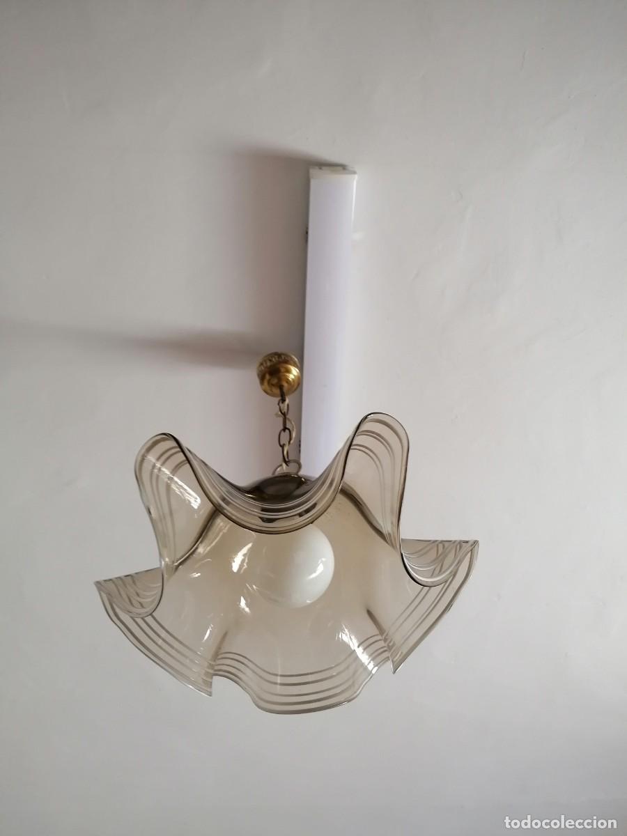 Vintage: L&aacute;mpara de cristal gris vintage - Foto 6