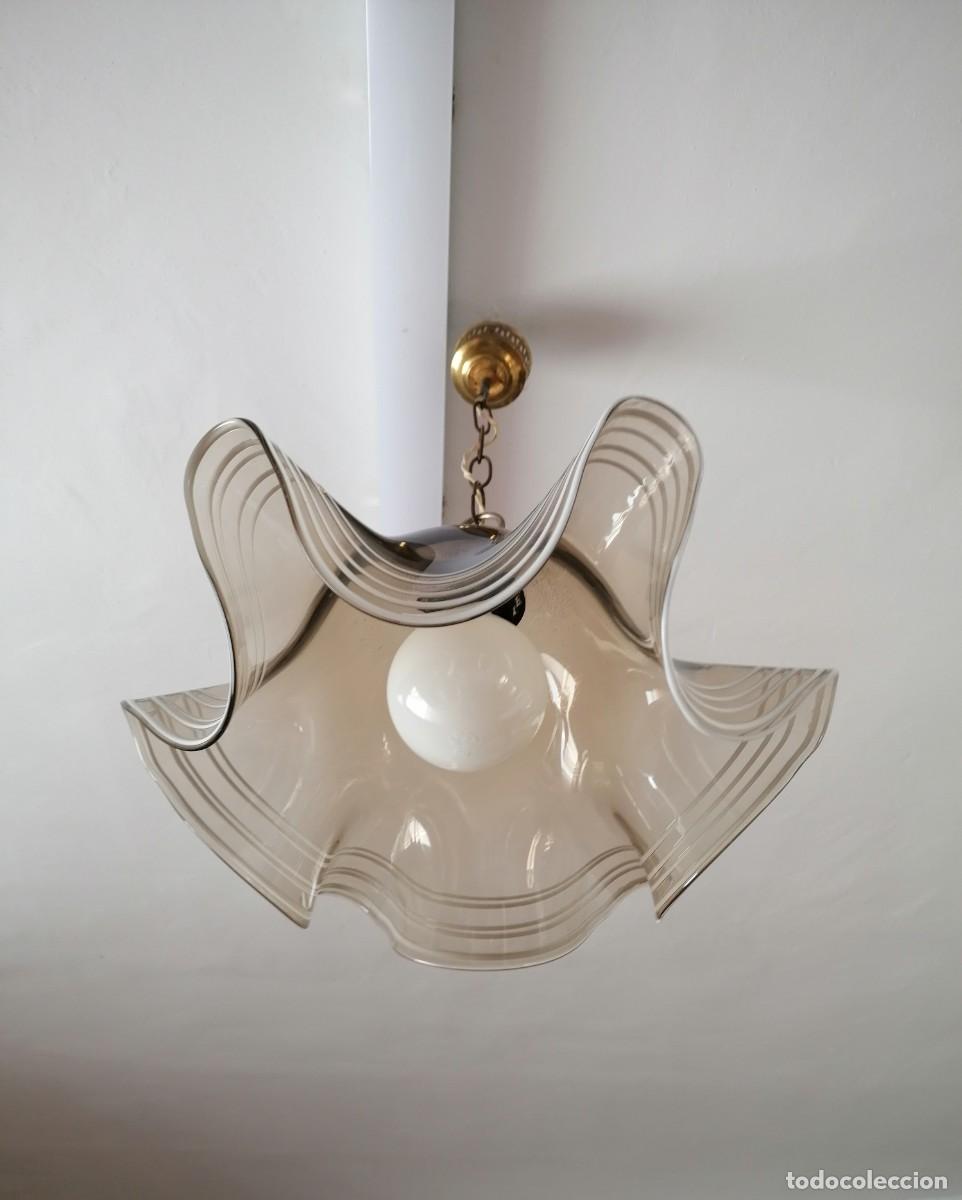 Vintage: L&aacute;mpara de cristal gris vintage - Foto 1