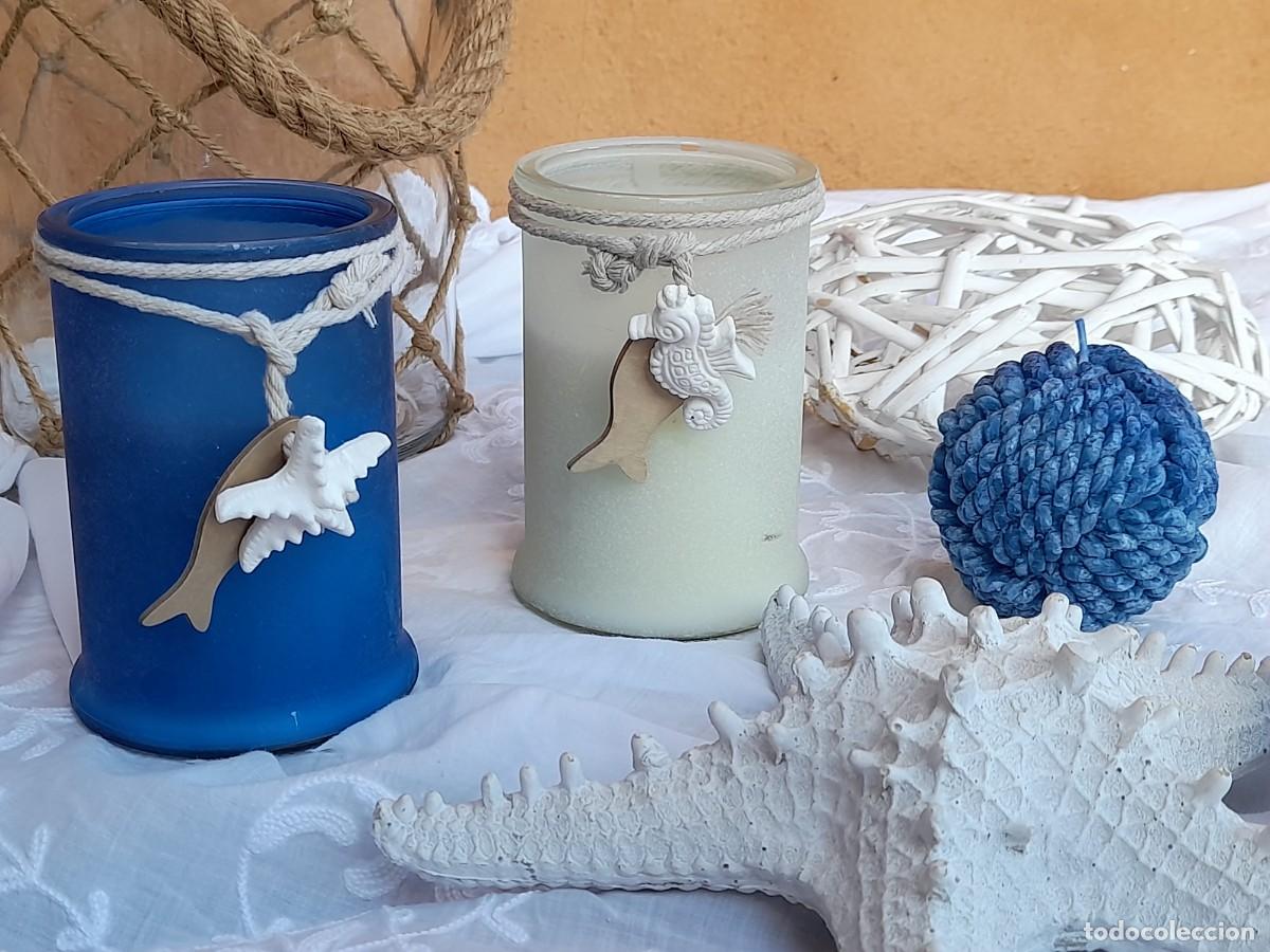 Vintage: 2 velas en vaso de cristal - Foto 1