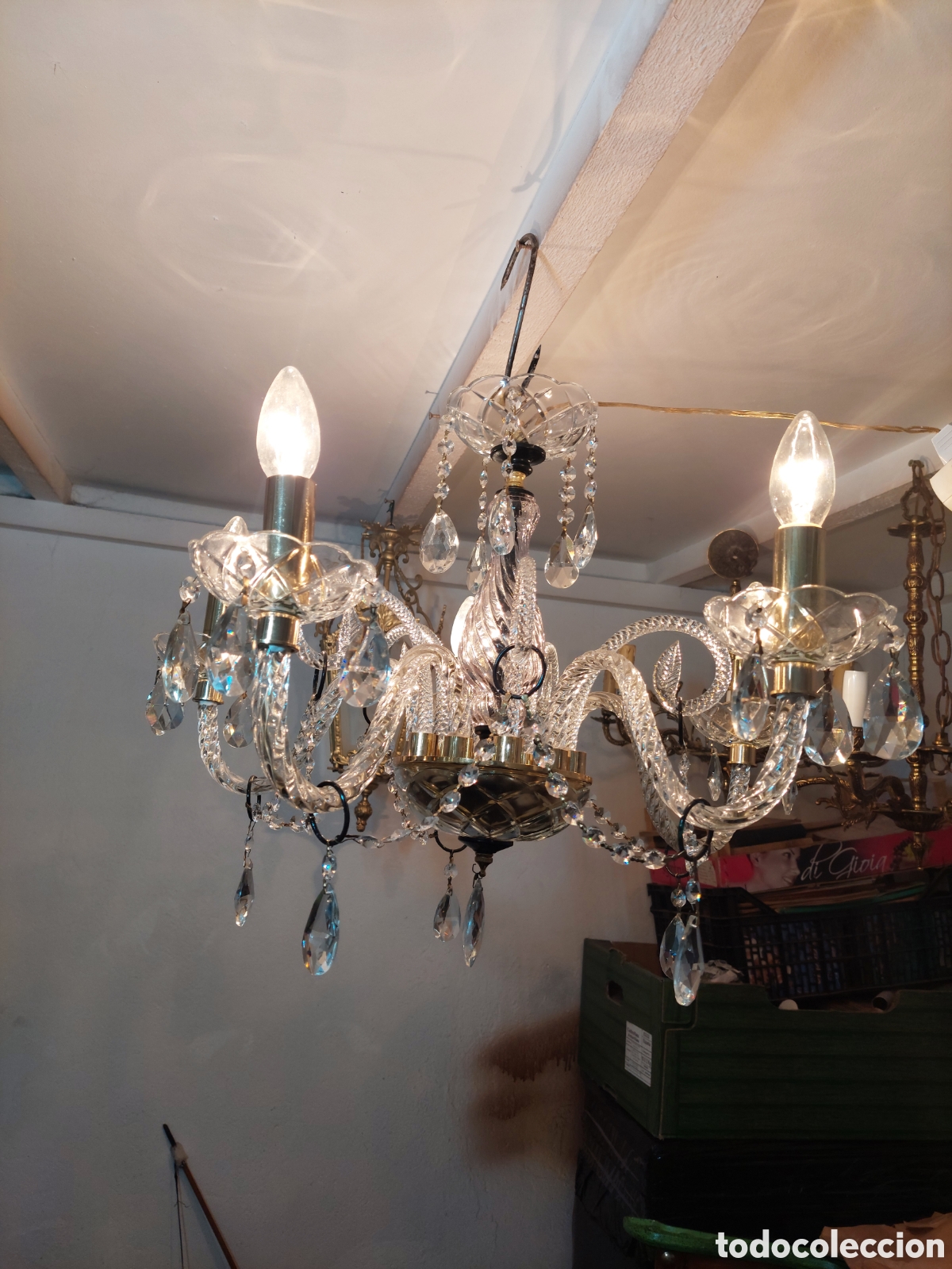 Vintage: Lampara de cristal limpiada - Foto 6