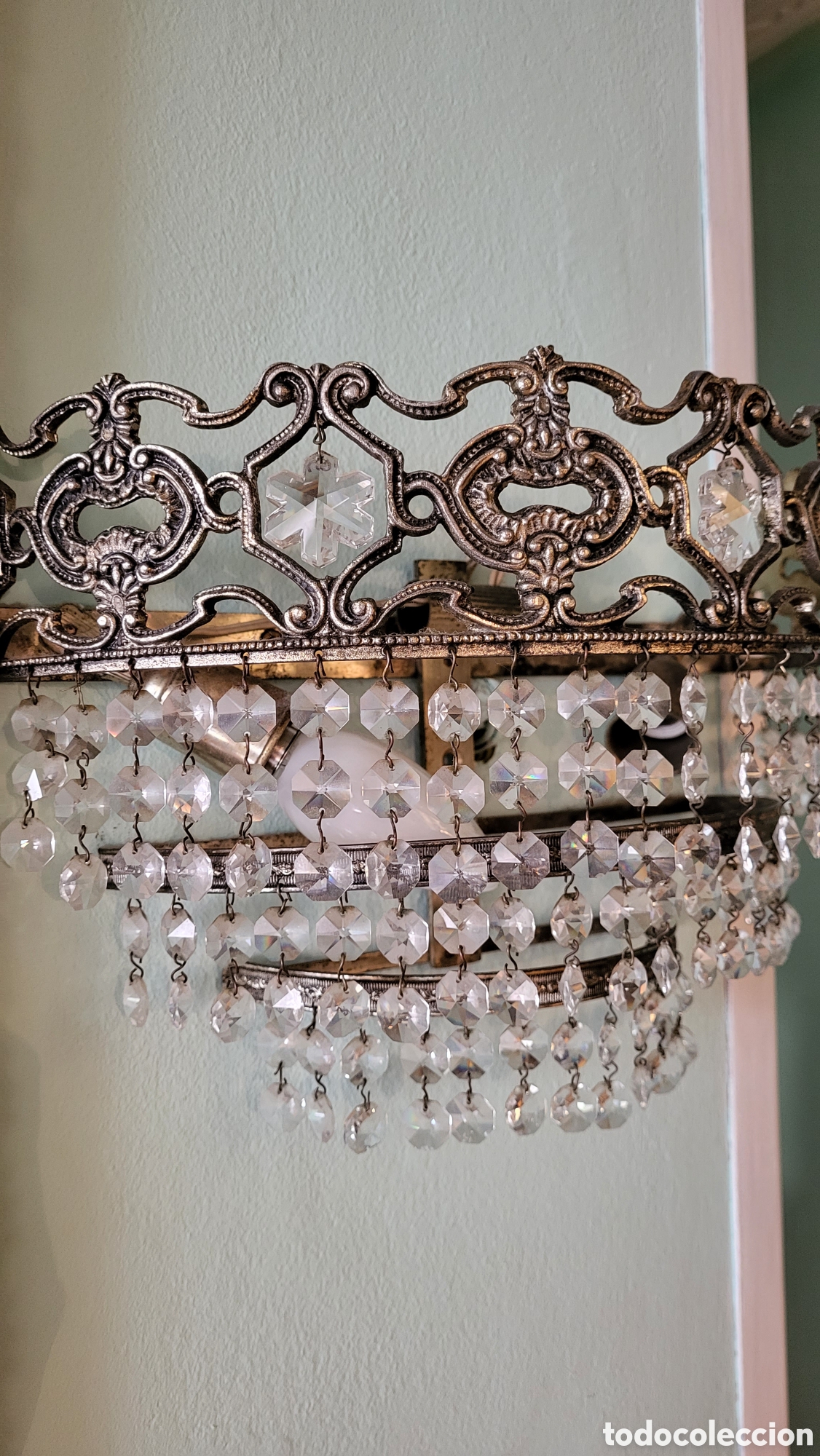 Vintage: Aplique de pared con cristales de Swarosky - Foto 4