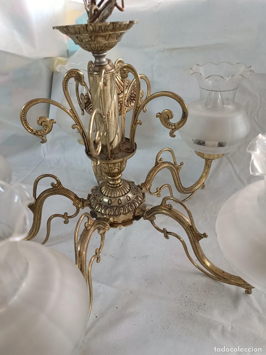 Vintage: L&aacute;mpara de techo de bronce antigua - Foto 3