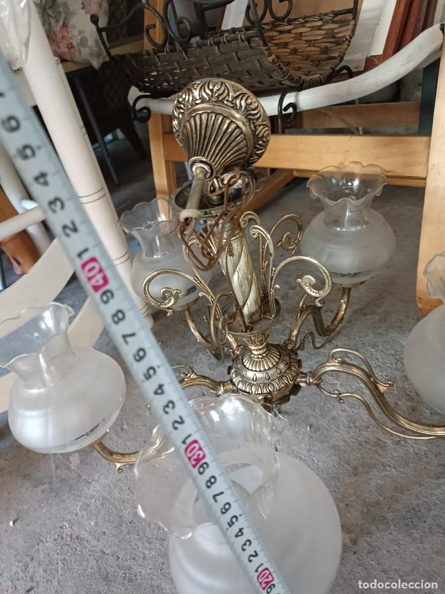 Vintage: L&aacute;mpara de techo de bronce antigua - Foto 6
