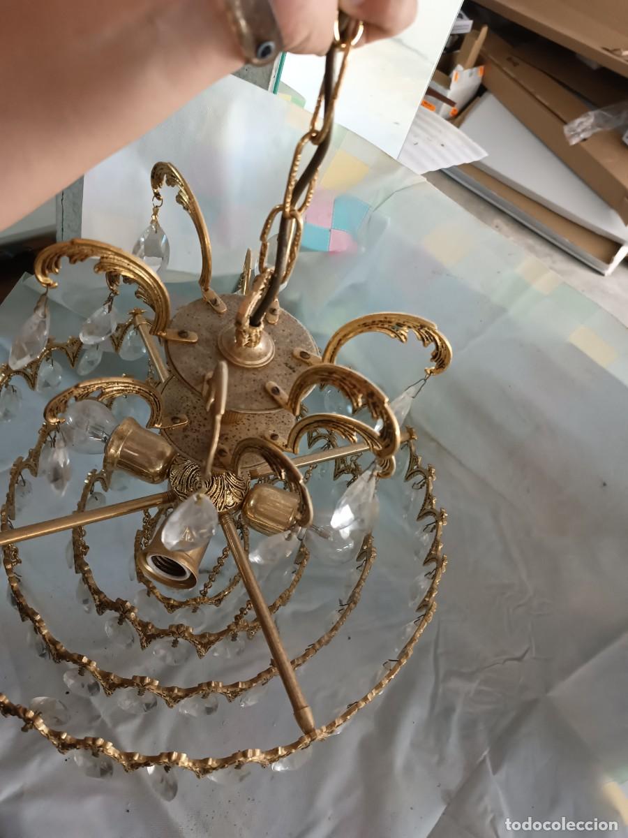 Vintage: L&aacute;mpara de ara&ntilde;a de techo de lat&oacute;n dorado - Foto 1