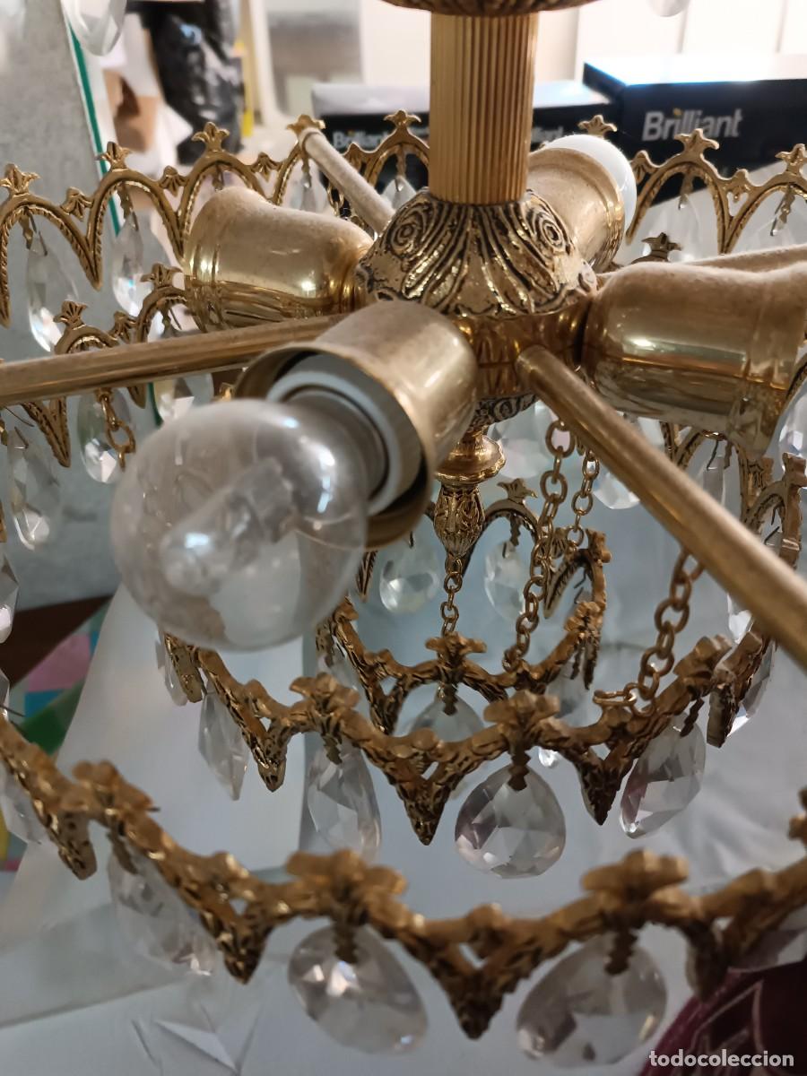 Vintage: L&aacute;mpara de ara&ntilde;a de techo de lat&oacute;n dorado - Foto 2