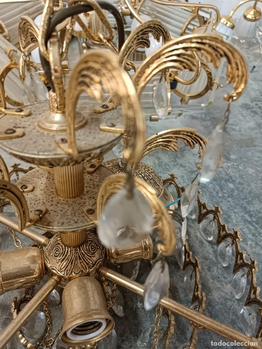 Vintage: L&aacute;mpara de ara&ntilde;a de techo de lat&oacute;n dorado - Foto 3