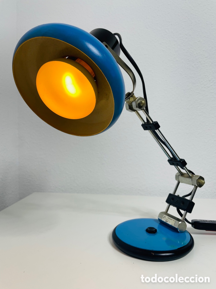 Vintage: Aluminor Blue Industrial Design Lamp - Foto 2