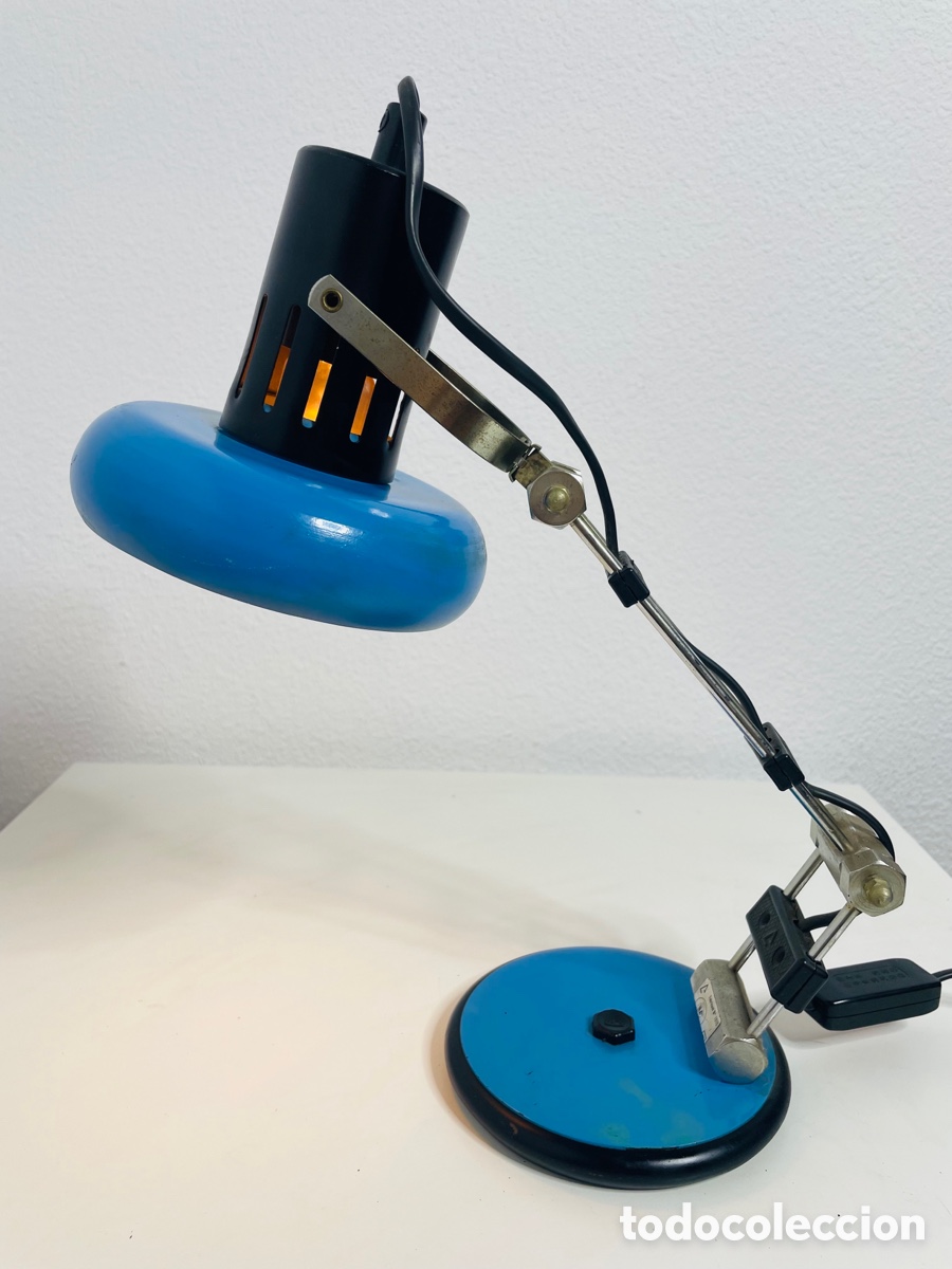 Vintage: Aluminor Blue Industrial Design Lamp - Foto 3