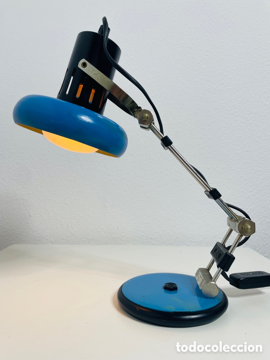 Vintage: Aluminor Blue Industrial Design Lamp - Foto 4
