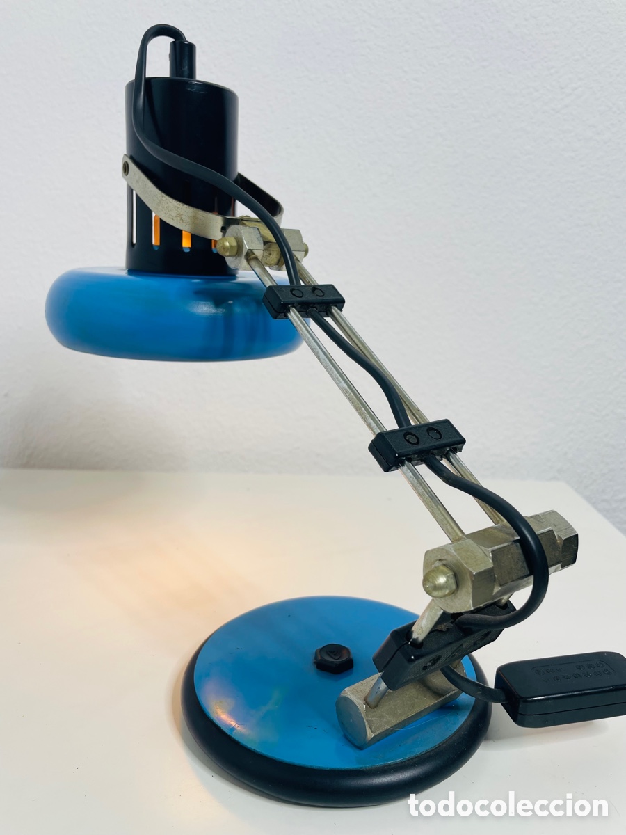 Vintage: Aluminor Blue Industrial Design Lamp - Foto 5