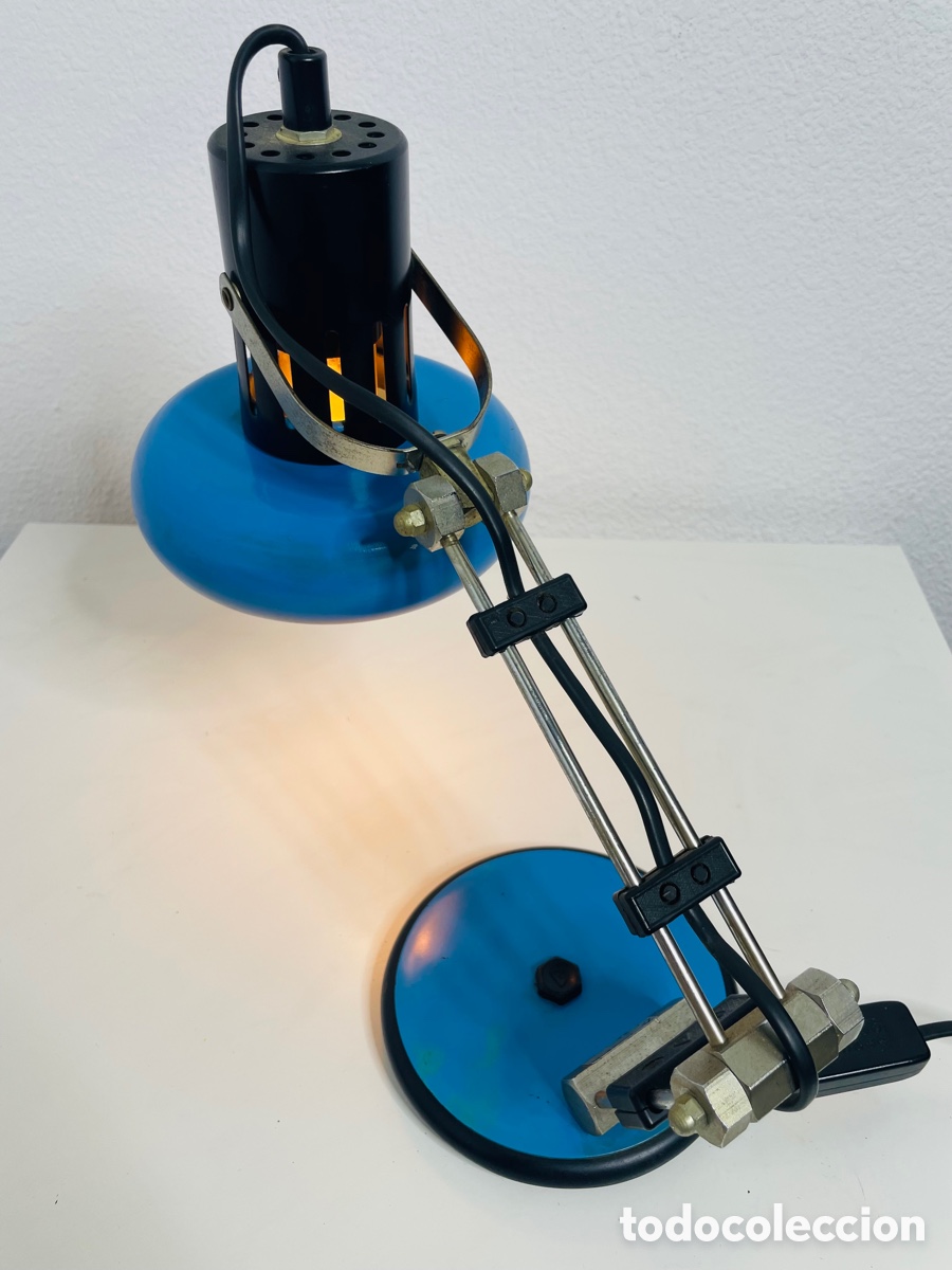 Vintage: Aluminor Blue Industrial Design Lamp - Foto 6