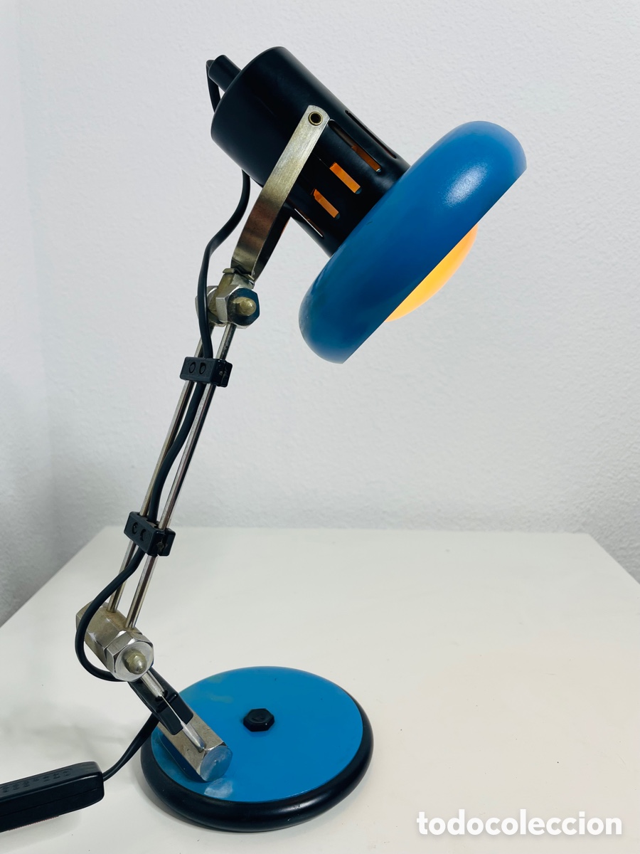 Vintage: Aluminor Blue Industrial Design Lamp - Foto 7