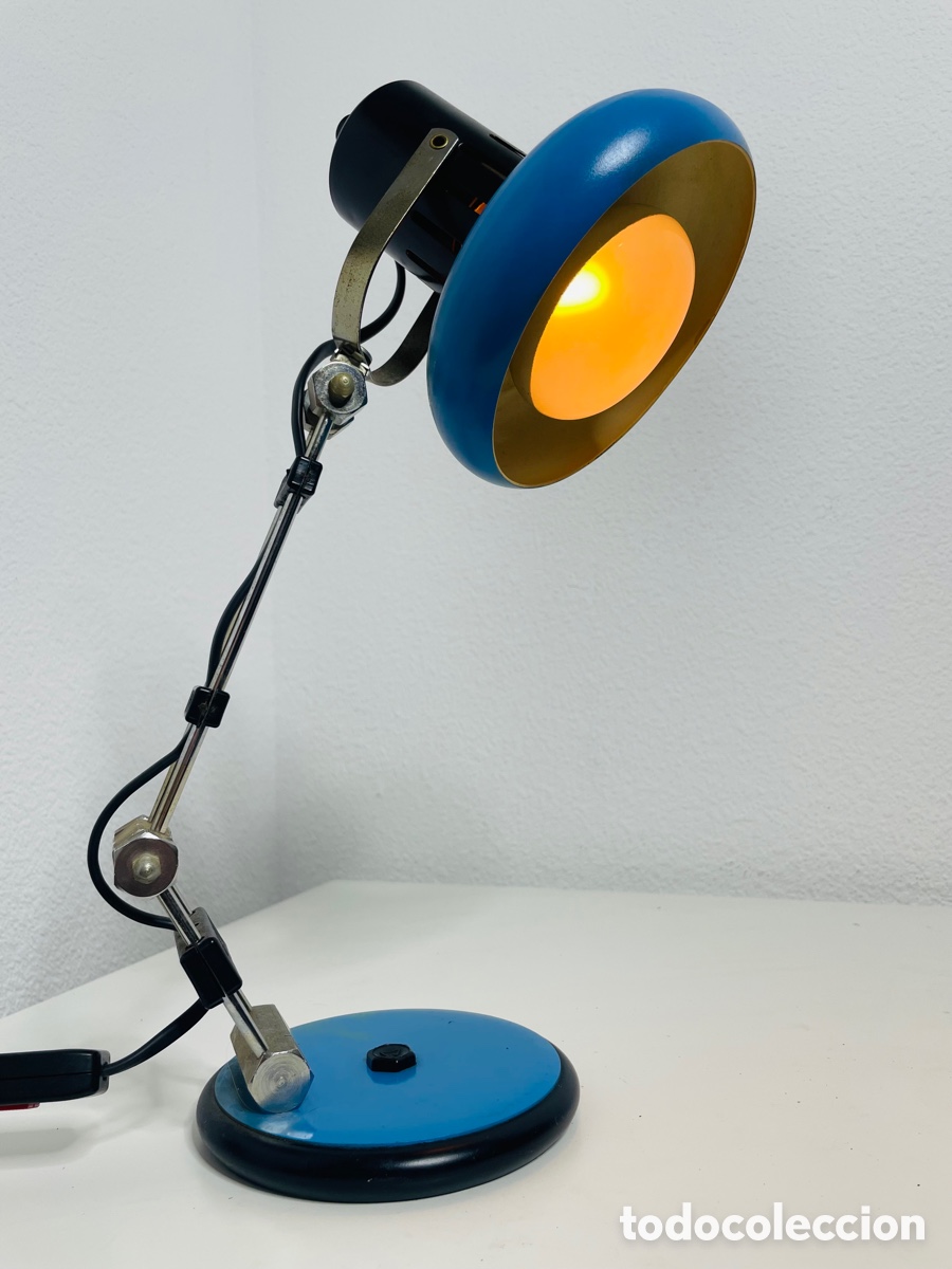 Vintage: Aluminor Blue Industrial Design Lamp - Foto 8