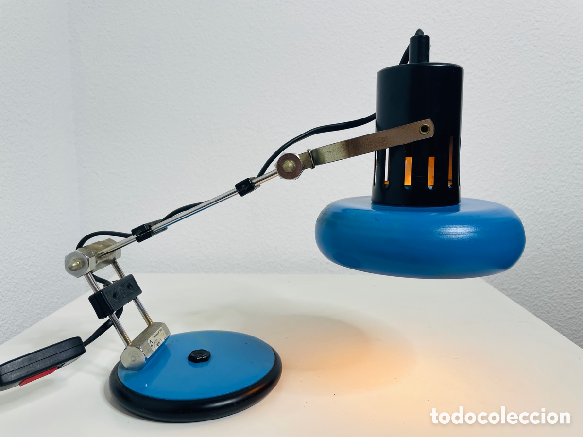 Vintage: Aluminor Blue Industrial Design Lamp - Foto 9