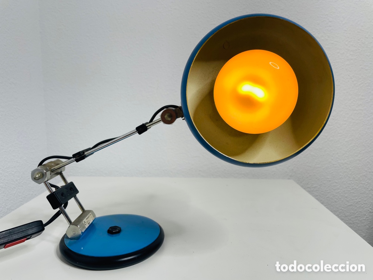 Vintage: Aluminor Blue Industrial Design Lamp - Foto 11