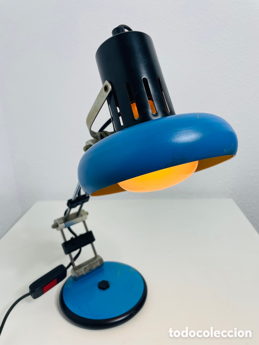 Vintage: Aluminor Blue Industrial Design Lamp - Foto 12