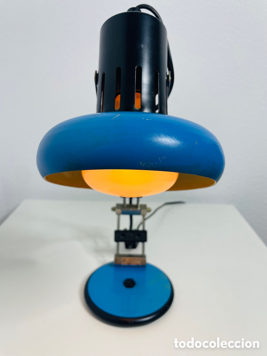 Vintage: Aluminor Blue Industrial Design Lamp - Foto 13