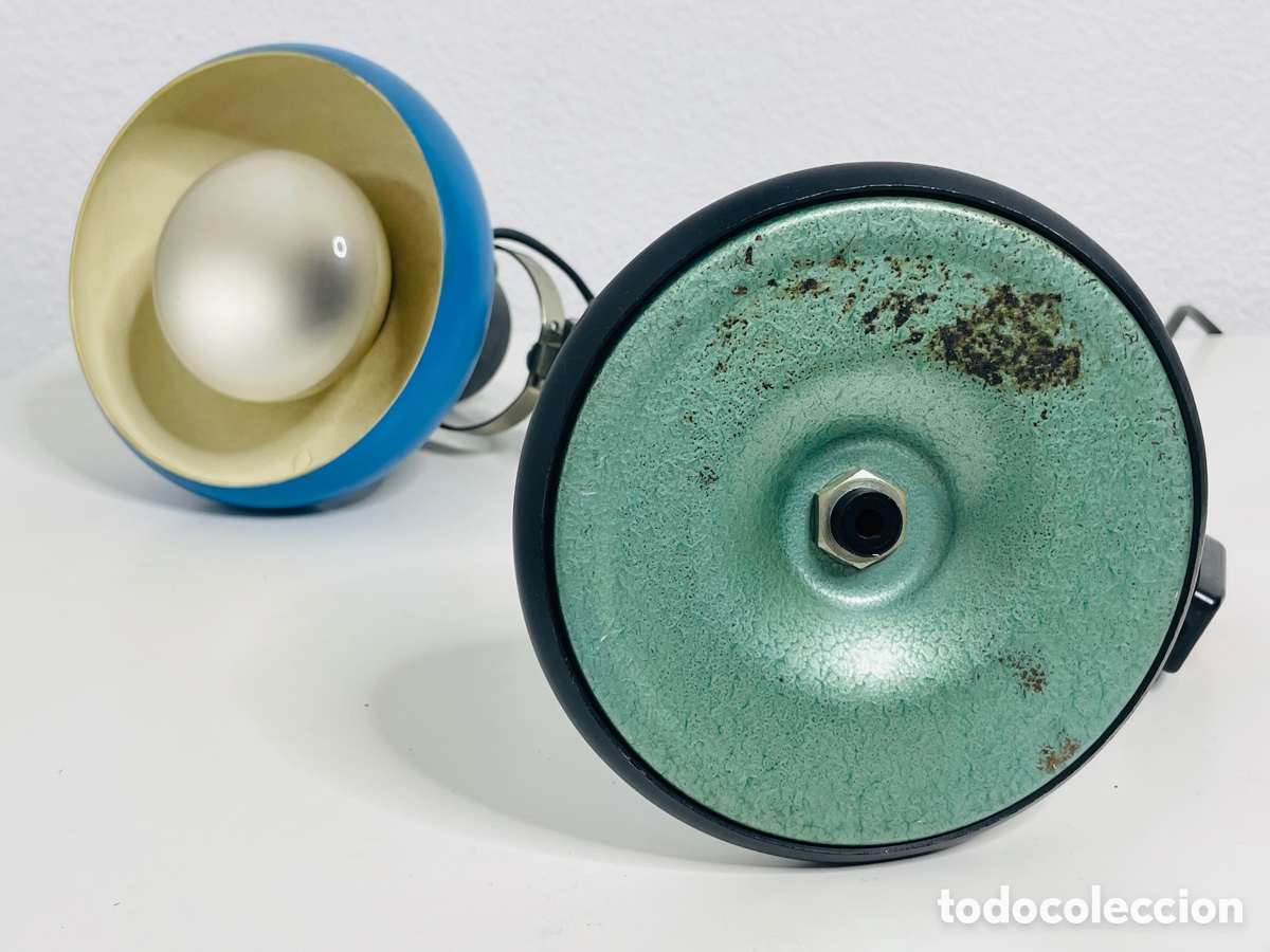Vintage: Aluminor Blue Industrial Design Lamp - Foto 15