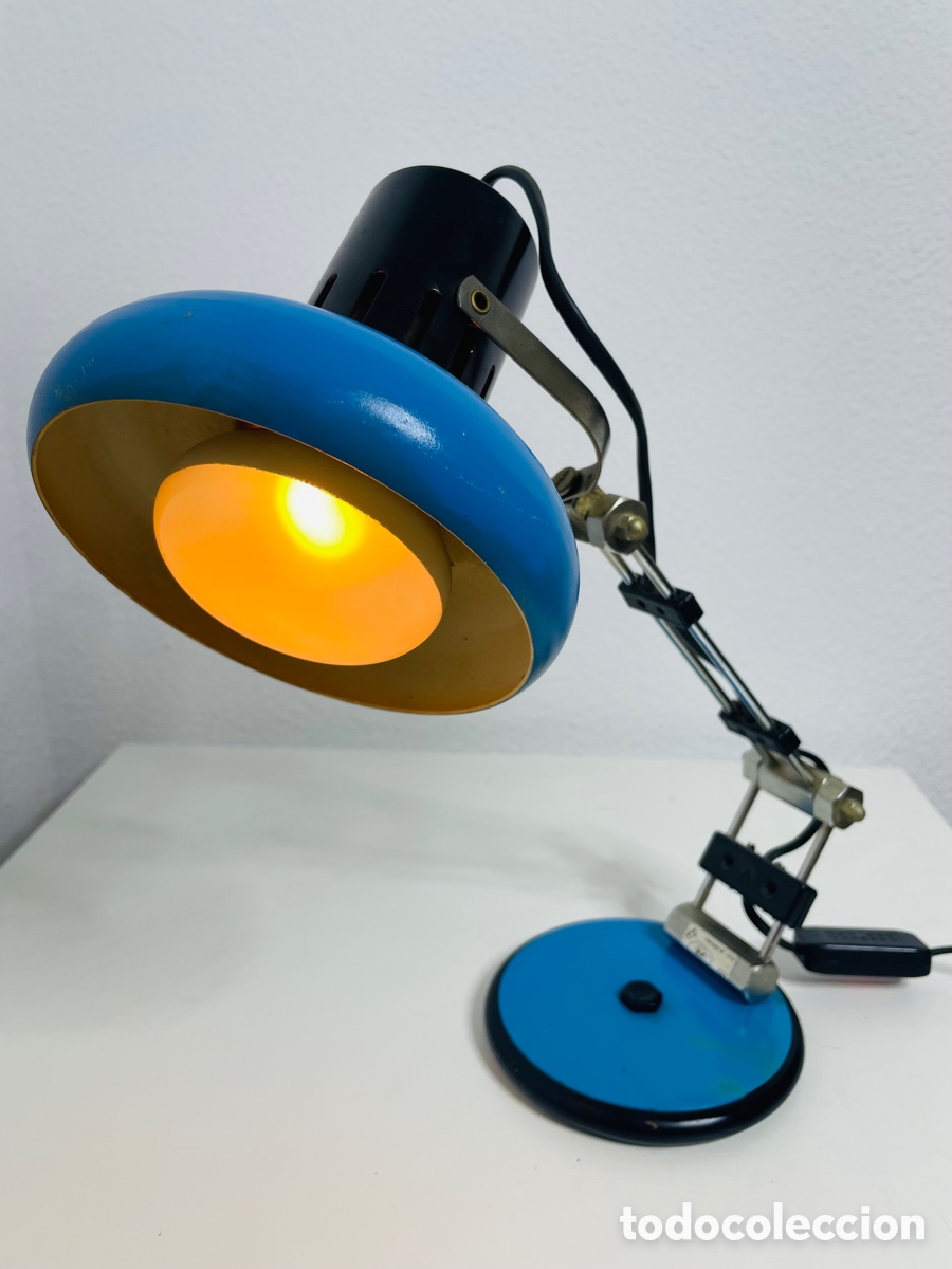 Vintage: Aluminor Blue Industrial Design Lamp - Foto 1
