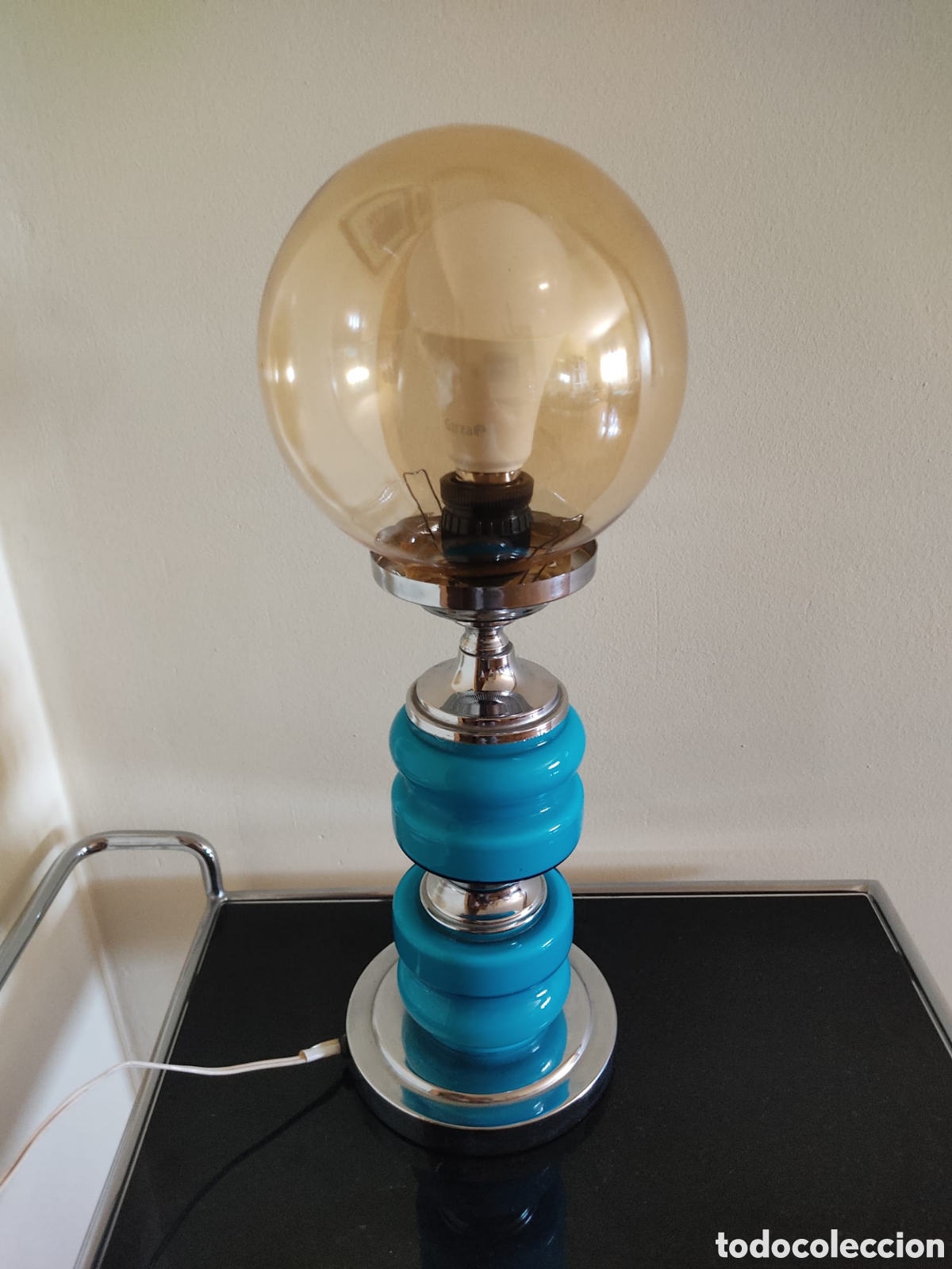 Vintage: L&aacute;mpara Vintage de color azul - Foto 2