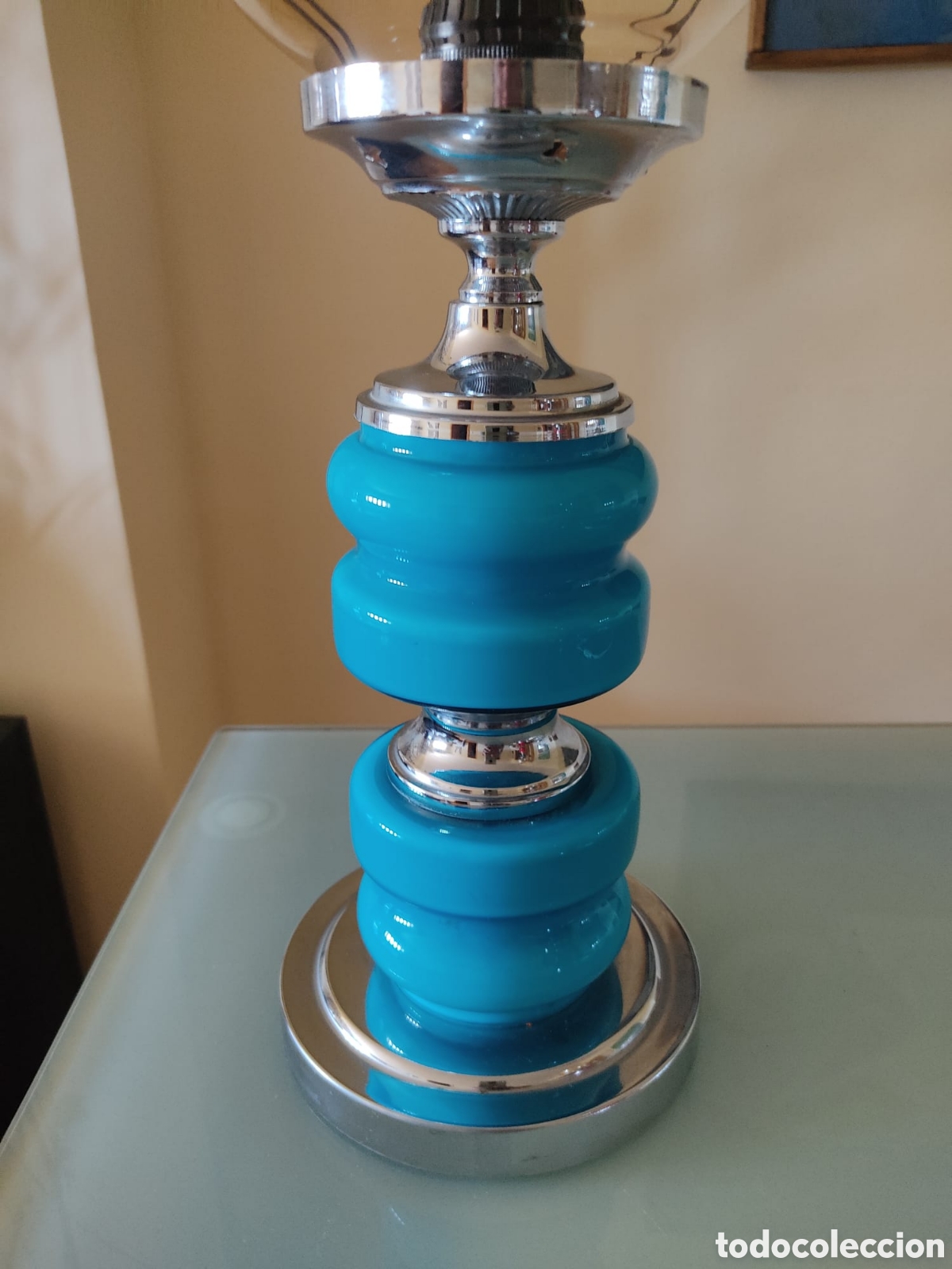 Vintage: L&aacute;mpara Vintage de color azul - Foto 4