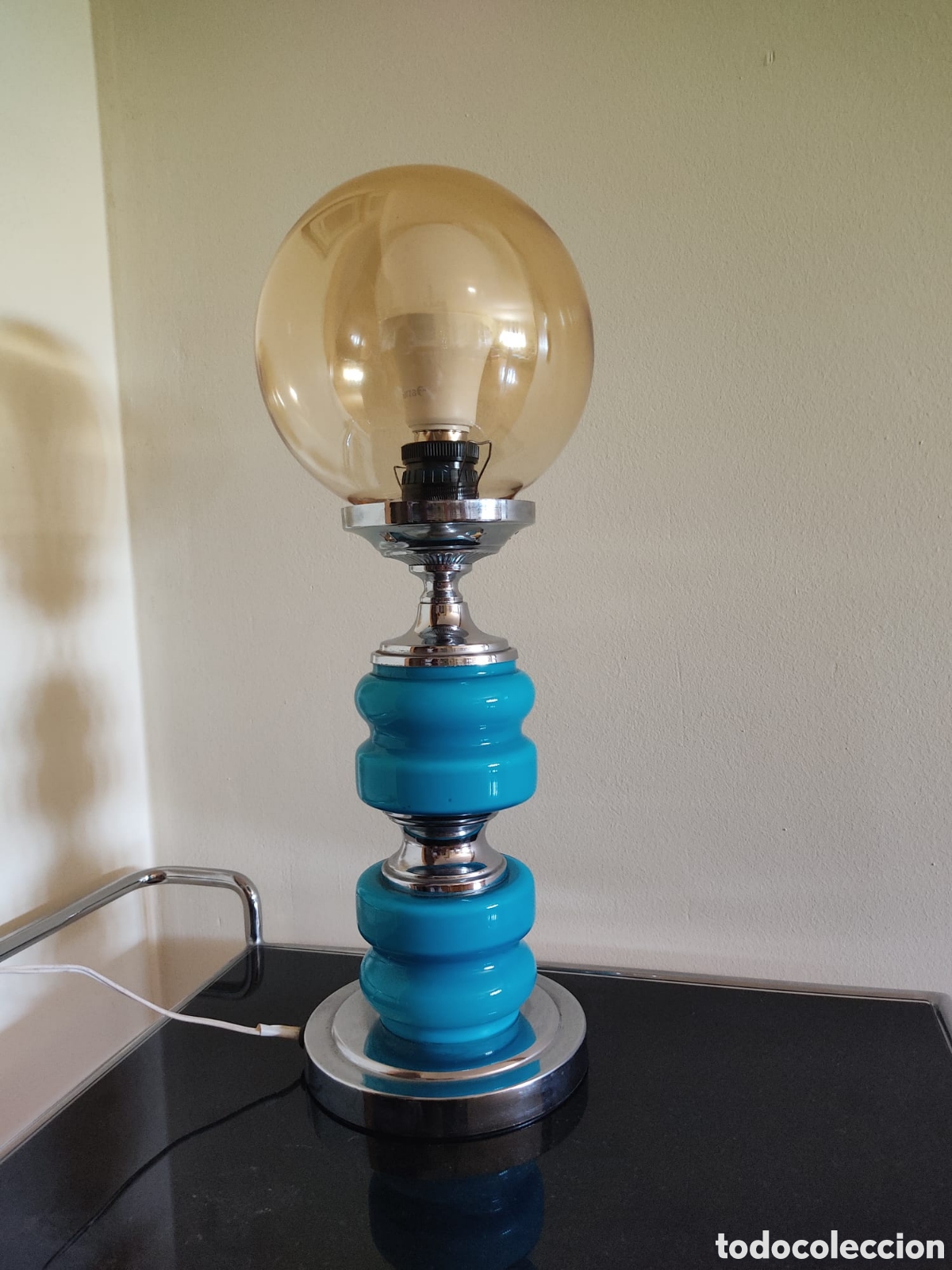 Vintage: L&aacute;mpara Vintage de color azul - Foto 1