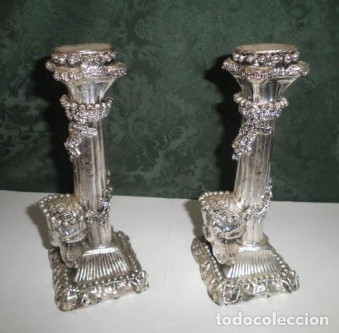 Vintage: CANDELABROS DE BRONCE CON BA&Ntilde;O DE PLATA - Foto 2