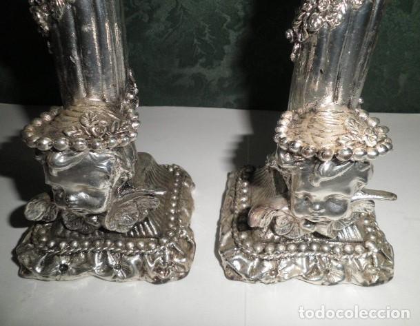 Vintage: CANDELABROS DE BRONCE CON BA&Ntilde;O DE PLATA - Foto 4