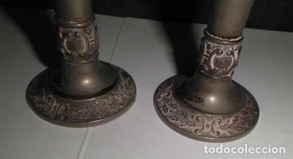 Vintage: JARRONES-CANDELABROS METAL PLATEADO - Foto 3