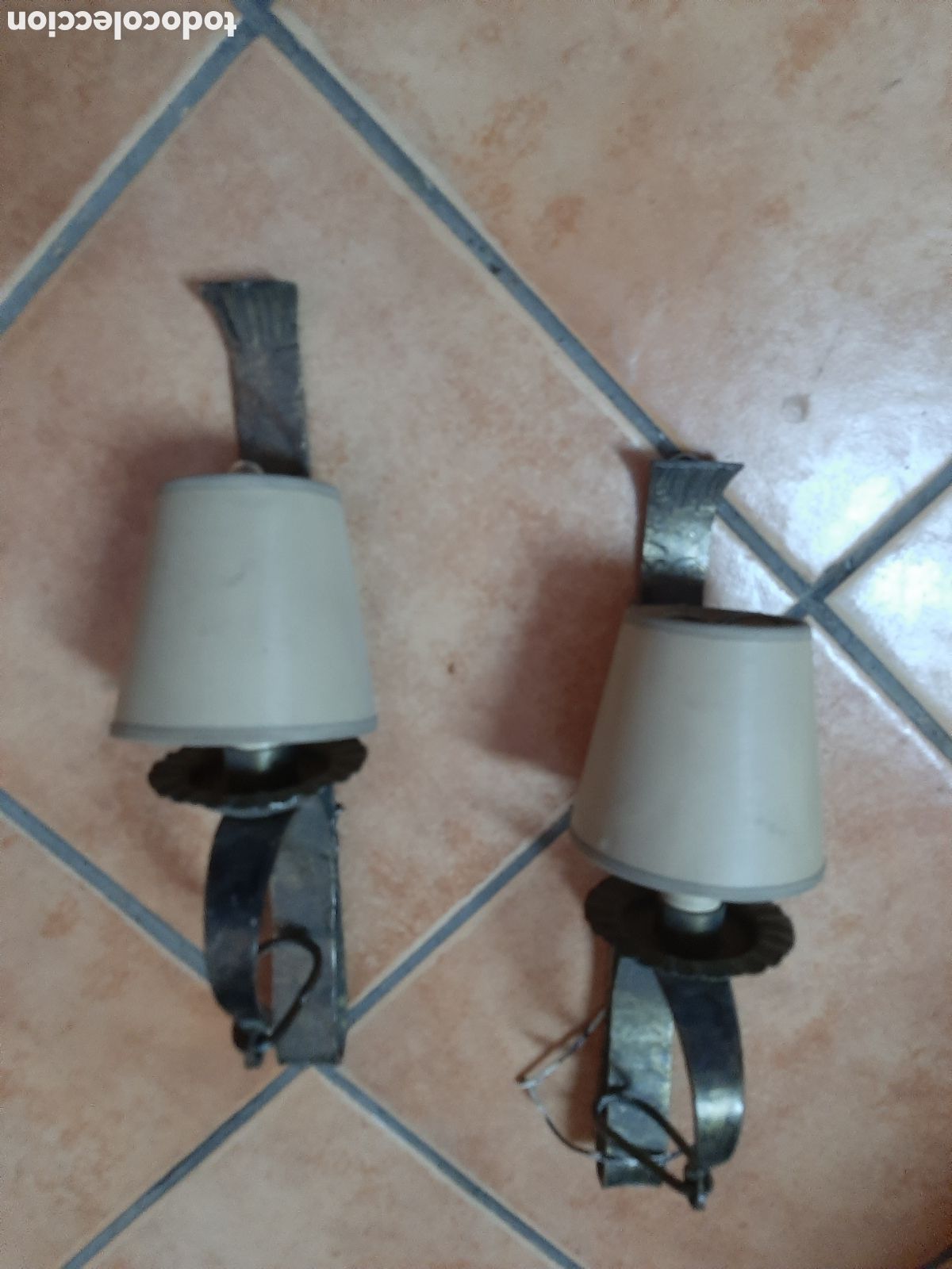 Vintage: PAREJA DE APLIQUES LAMPARA DE FORJA. - Foto 1