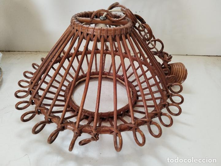Vintage: lampara de techo de mimbre - Foto 2