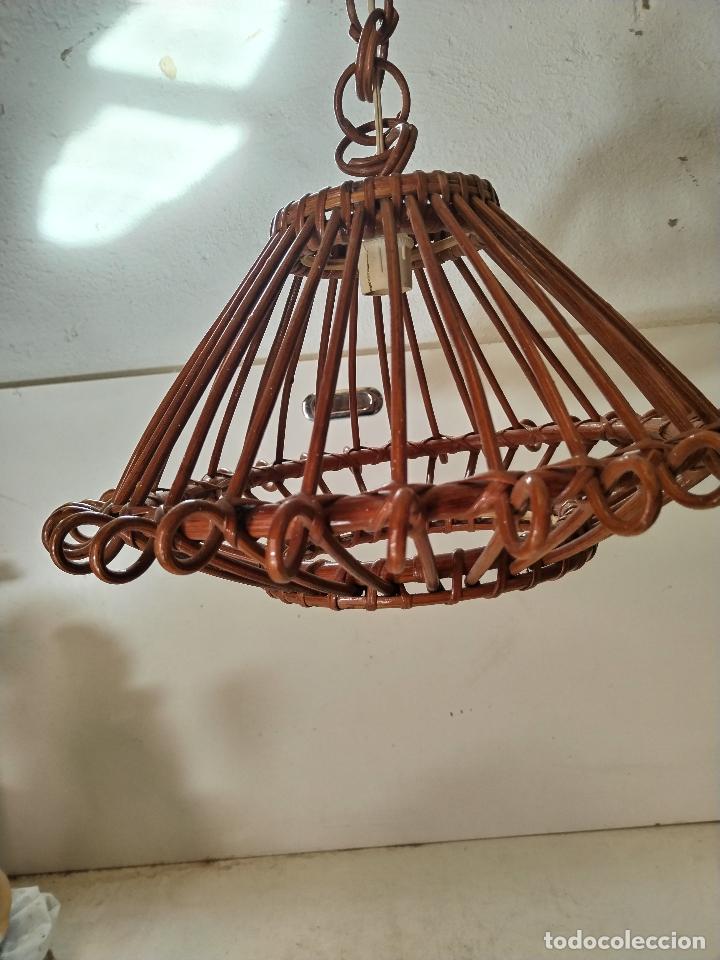 Vintage: lampara de techo de mimbre - Foto 5