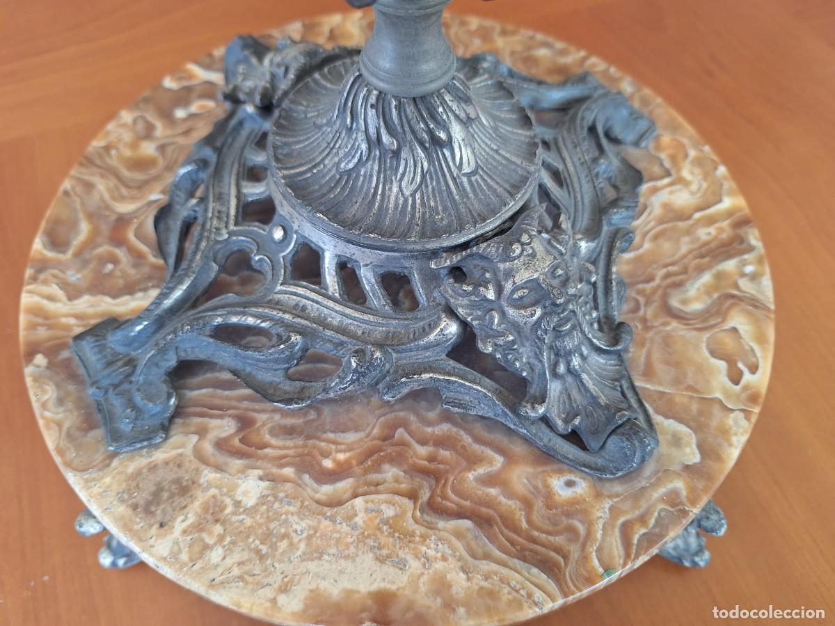 Vintage: PAREJA DE CANDELABROS CON PIE DE M&Aacute;RMOL - Foto 3