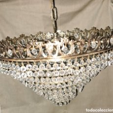 Vintage: LAMPARA EN BRONCE DE CRISTALES O LÁGRIMAS PARA TECHO , AÑOS 60 - 70