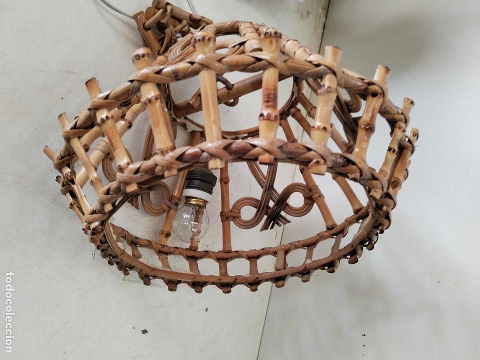 Vintage: lampara de techo en mimbre - Foto 4