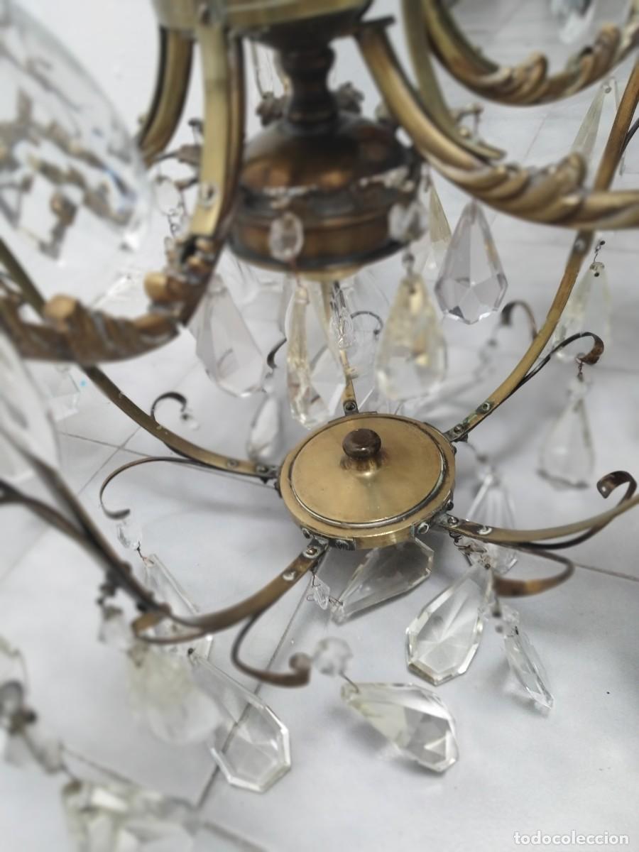Vintage: L&aacute;mpara bronce y cristal de roca - Foto 2