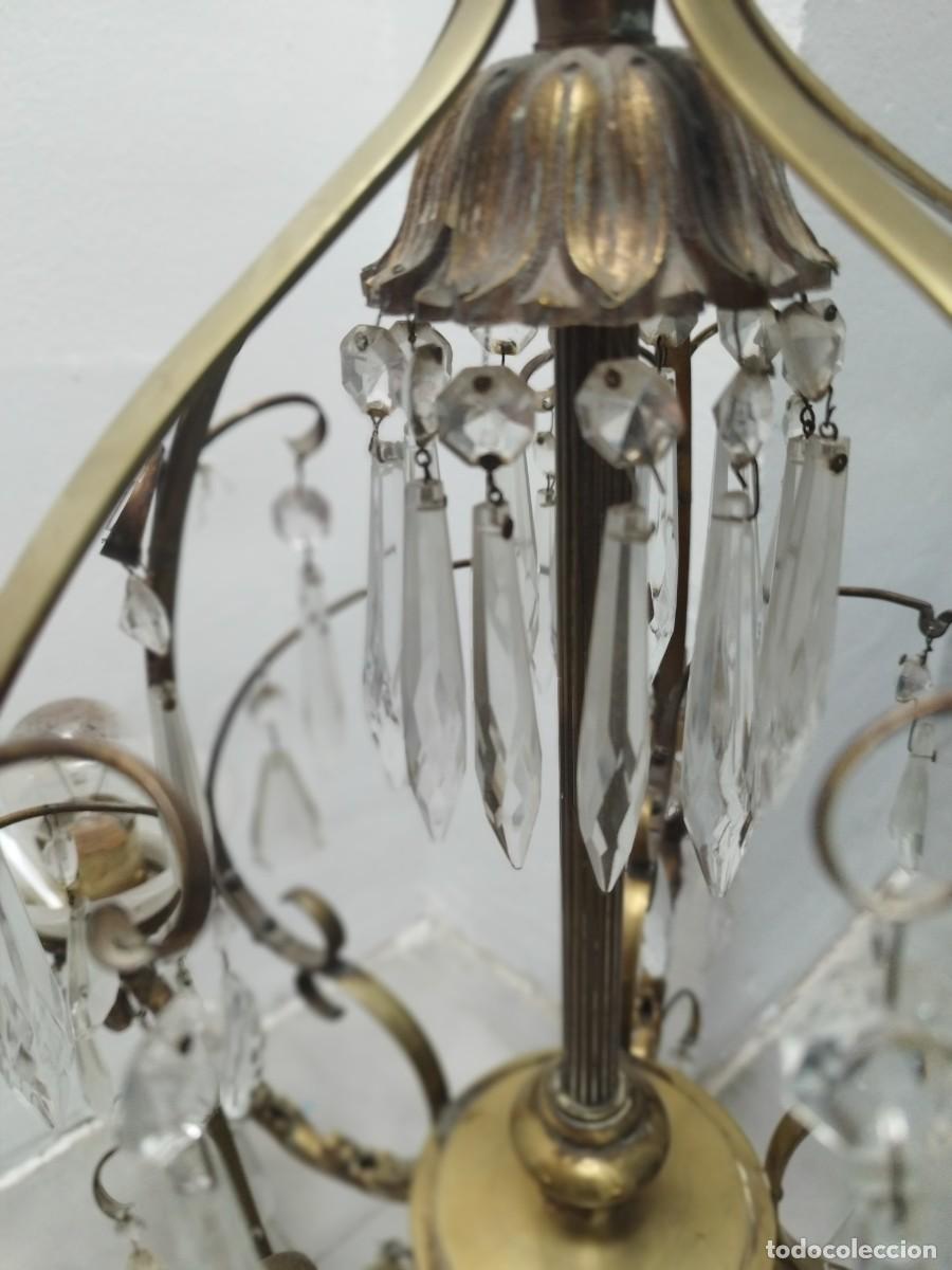 Vintage: L&aacute;mpara bronce y cristal de roca - Foto 3
