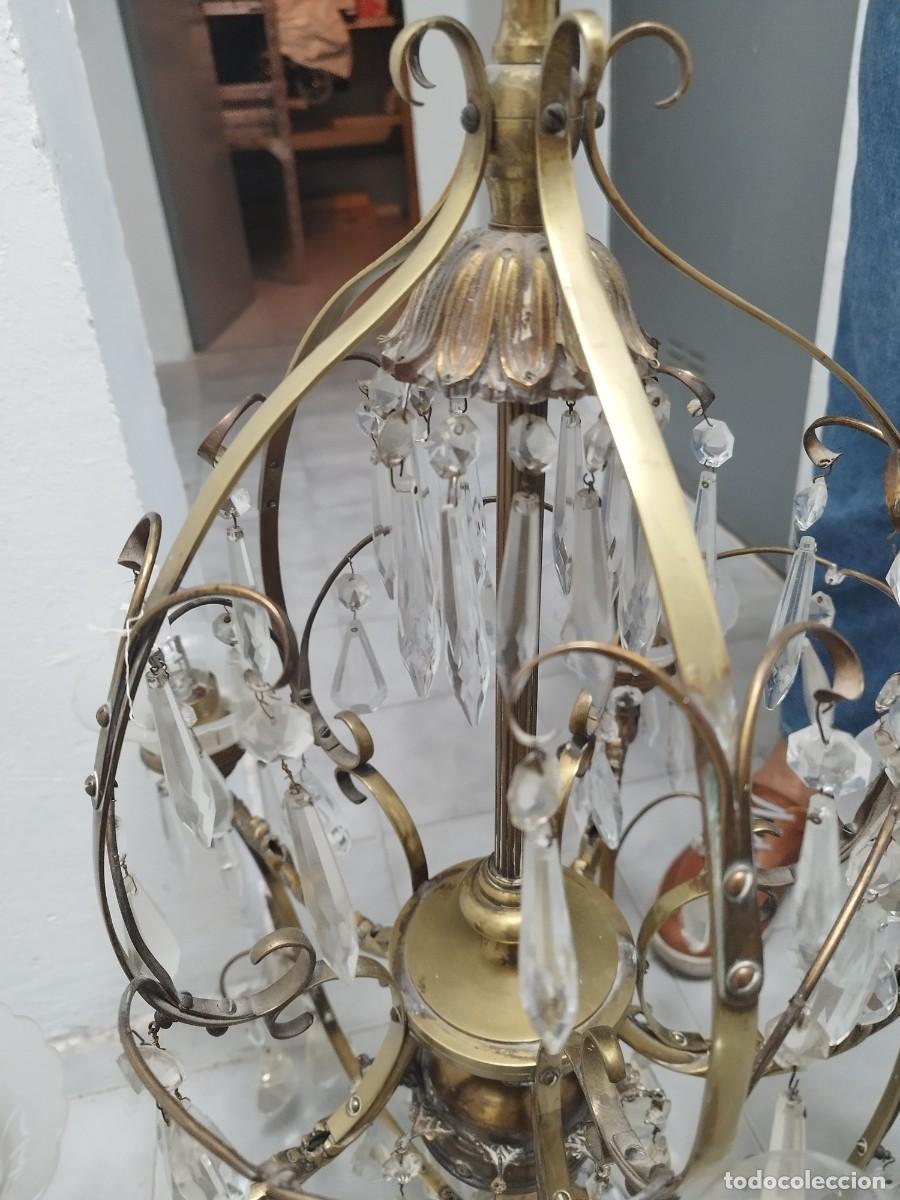 Vintage: L&aacute;mpara bronce y cristal de roca - Foto 5