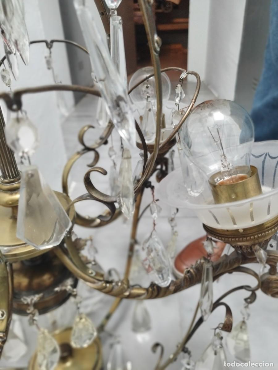 Vintage: L&aacute;mpara bronce y cristal de roca - Foto 6