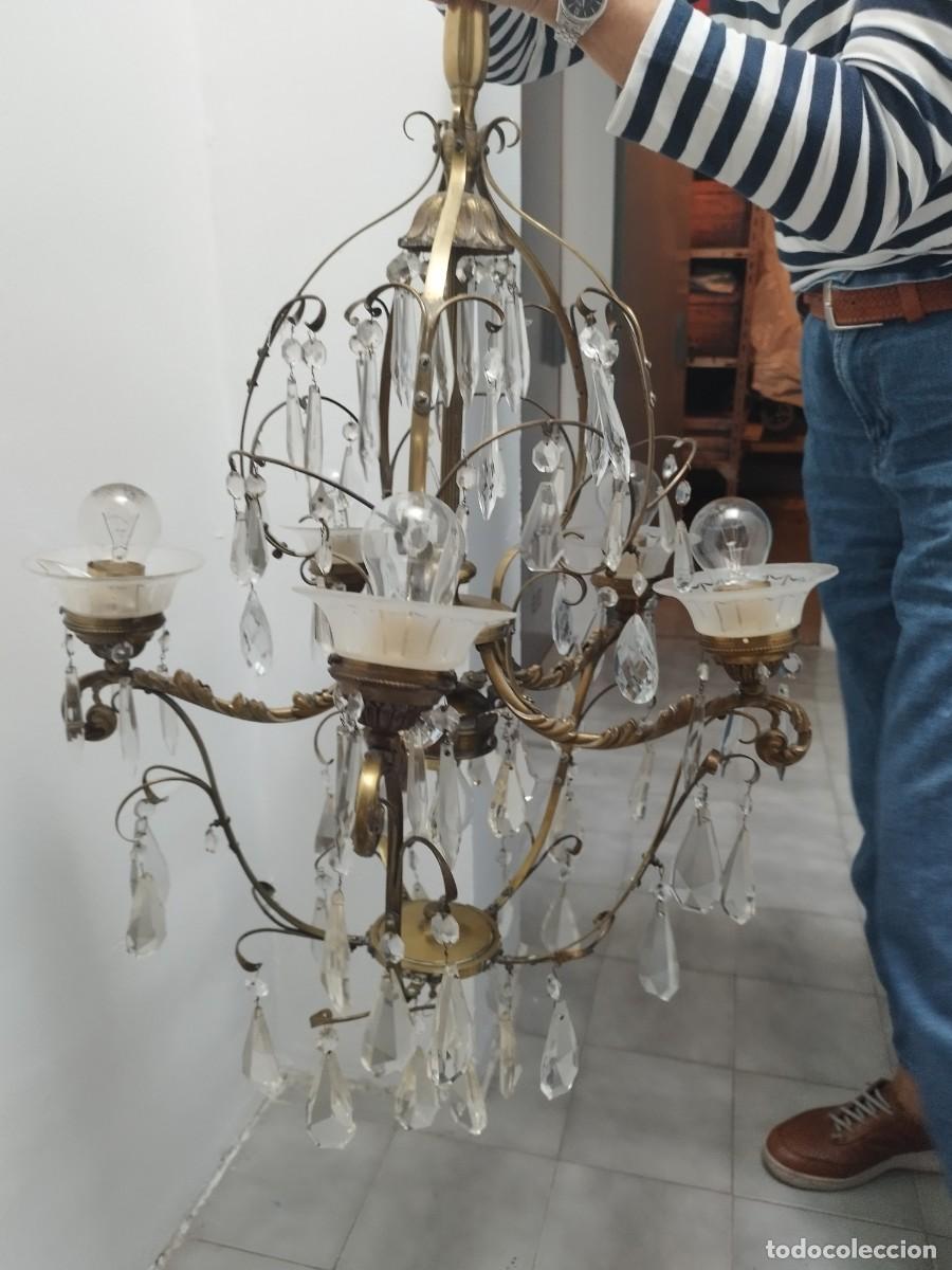 Vintage: L&aacute;mpara bronce y cristal de roca - Foto 1
