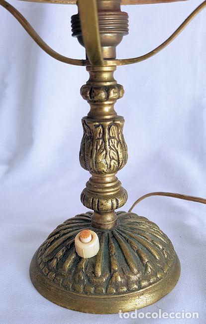 Vintage: LAMPARA VINTAGE DE BRONCE Y TELA - Foto 4