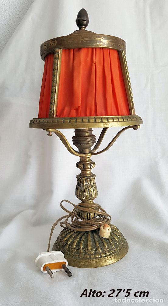 Vintage: LAMPARA VINTAGE DE BRONCE Y TELA - Foto 1
