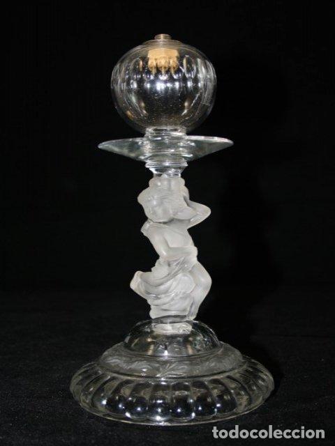 Vintage: Lampe &agrave; huile en cristal moul&eacute; 1900 - Foto 2