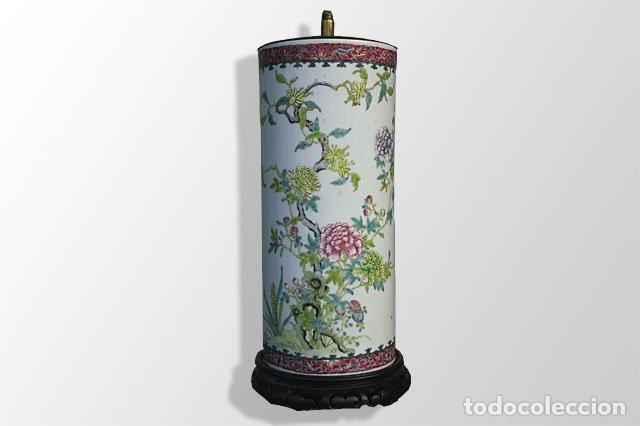 Vintage: Vase ancien en canton mont&eacute; en lampe - Foto 1