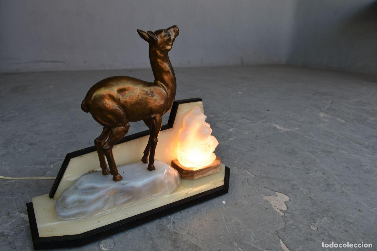 Vintage: Lampe veilleuse r&eacute;gule Art d&eacute;co 1930 &agrave; la biche - Foto 6